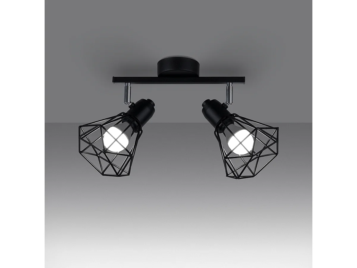 Plafonniers Lunova moderne en acier - 2 sources lumineuses 4000K - L.31 x H.19 cm - noir