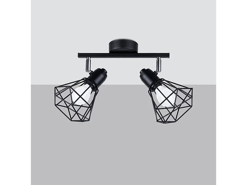 Luminárias de teto Lunova moderno, aço - 2 fontes de luz 4000K - L.31 x H.19 cm - preto