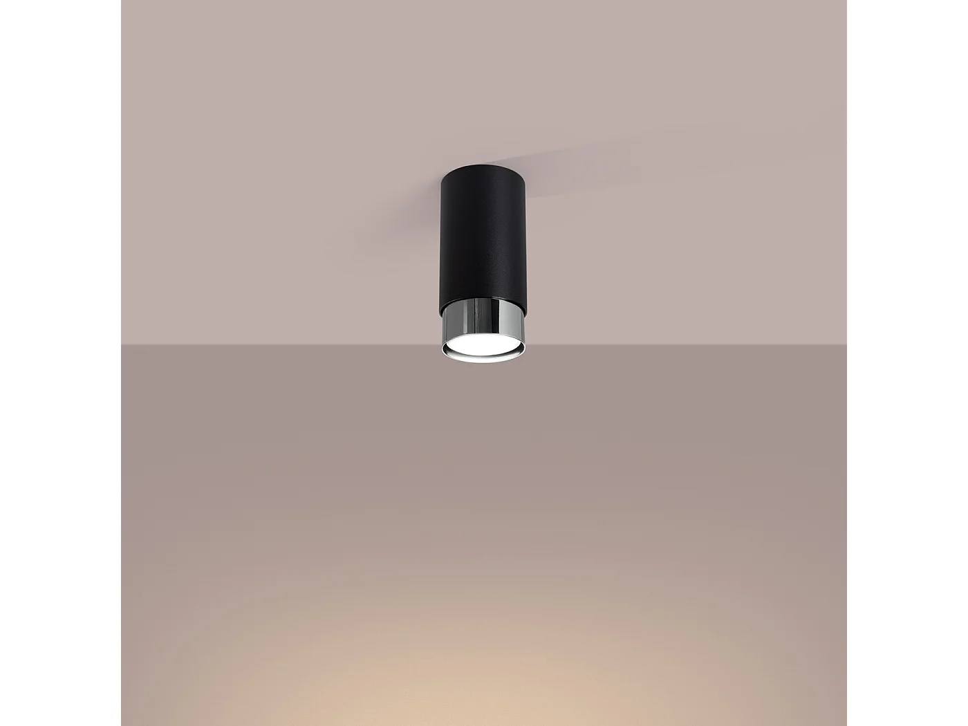 Plafonnier Alvor moderne en acier - 1 sources lumineuses 3000K - L.6 x H.12,5 cm - noir/chromé