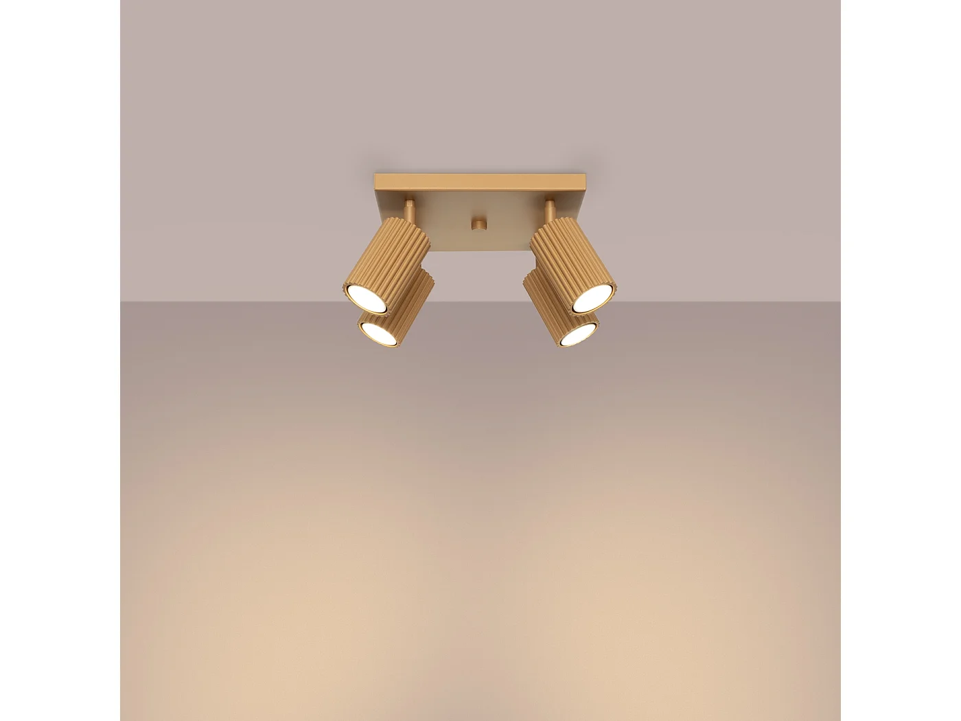 Plafonnier Gloow minimaliste en aluminium - 4 sources lumineuses 3000K - L.25 x H.16,5 cm - doré