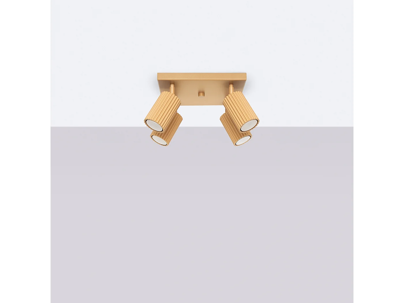Plafonnier Gloow minimaliste en aluminium - 4 sources lumineuses 3000K - L.25 x H.16,5 cm - doré
