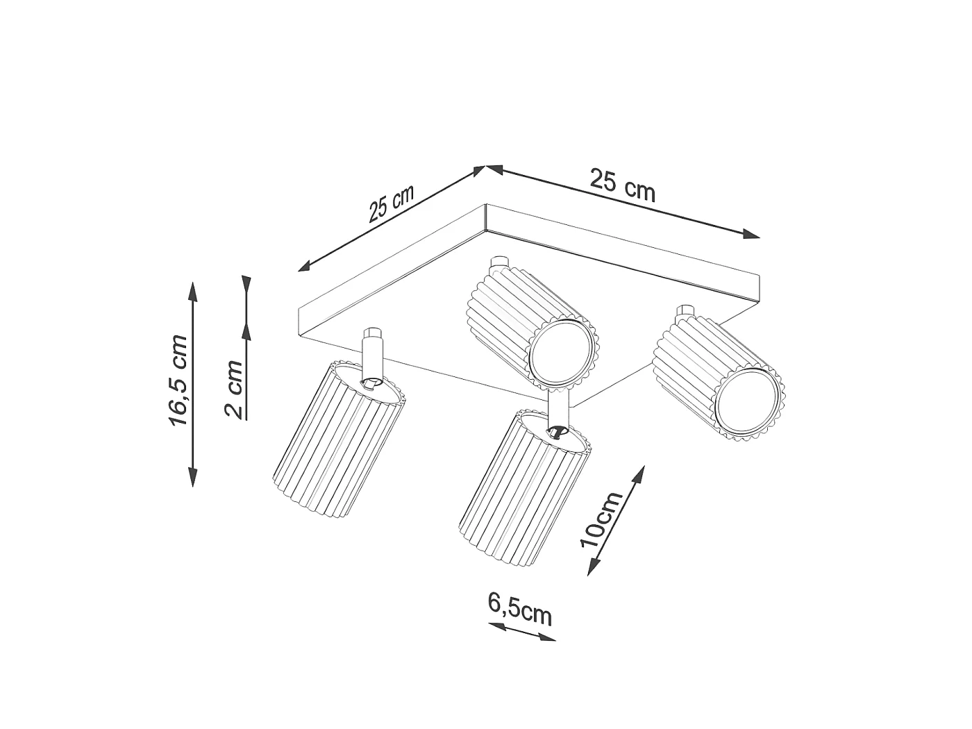 Plafonnier Gloow minimaliste en aluminium - 4 sources lumineuses 3000K - L.25 x H.16,5 cm - doré