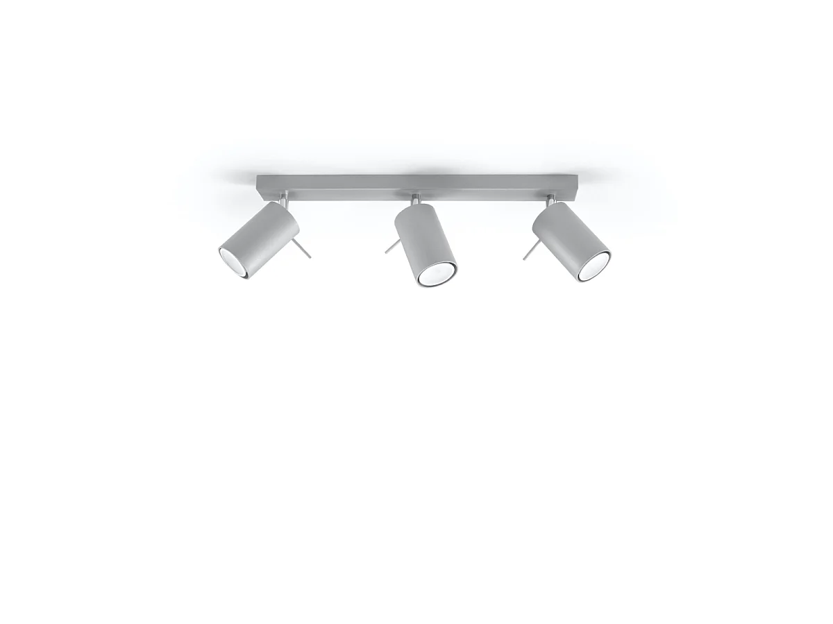 Luminárias de teto Briix moderno, aço - 3 fontes de luz 3000K - L.45 x H.16 cm - cinza