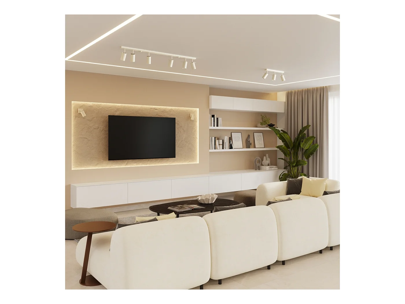 Lampa sufitowa nowoczesny Briix, stal - 2 źródło światła 4000K - L.30 x H.17 cm - beżowy