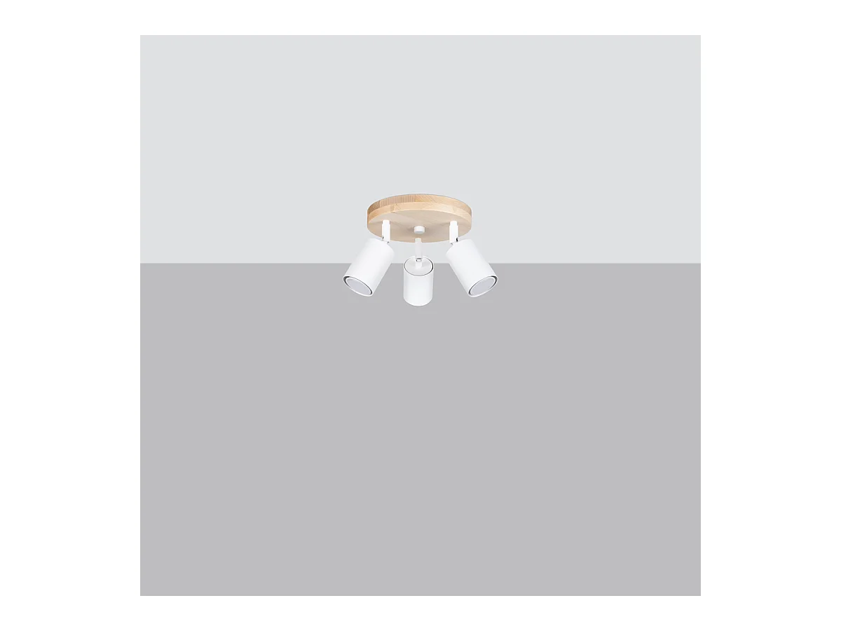 Plafonniers Flare scandinave en acier/bois - 3 sources lumineuses 3000K - L.33 x H.17 cm - bois blanc