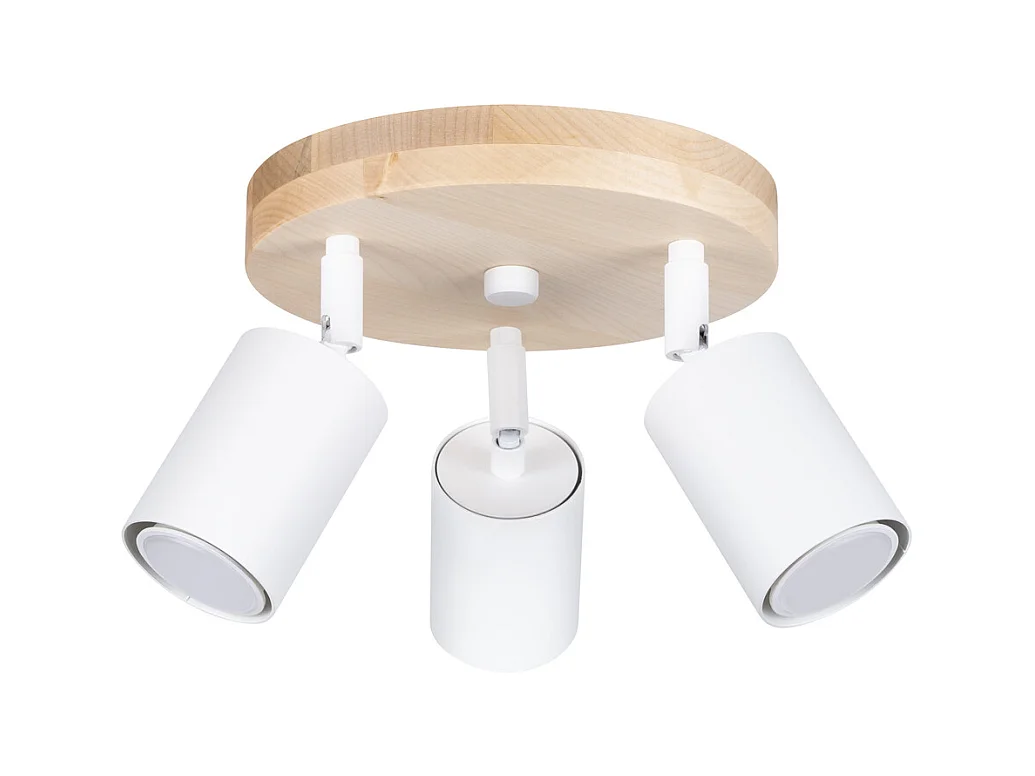 Plafonniers Flare scandinave en acier/bois - 3 sources lumineuses 3000K - L.33 x H.17 cm - bois blanc