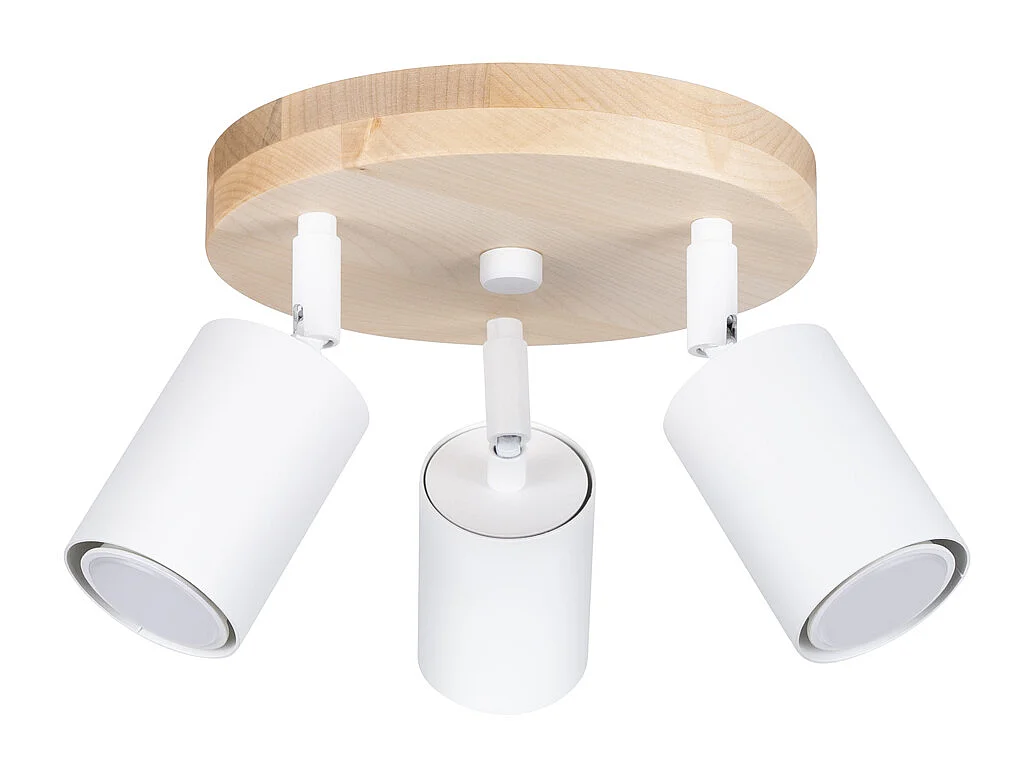 Plafonniers Flare scandinave en acier/bois - 3 sources lumineuses 3000K - L.33 x H.17 cm - bois blanc
