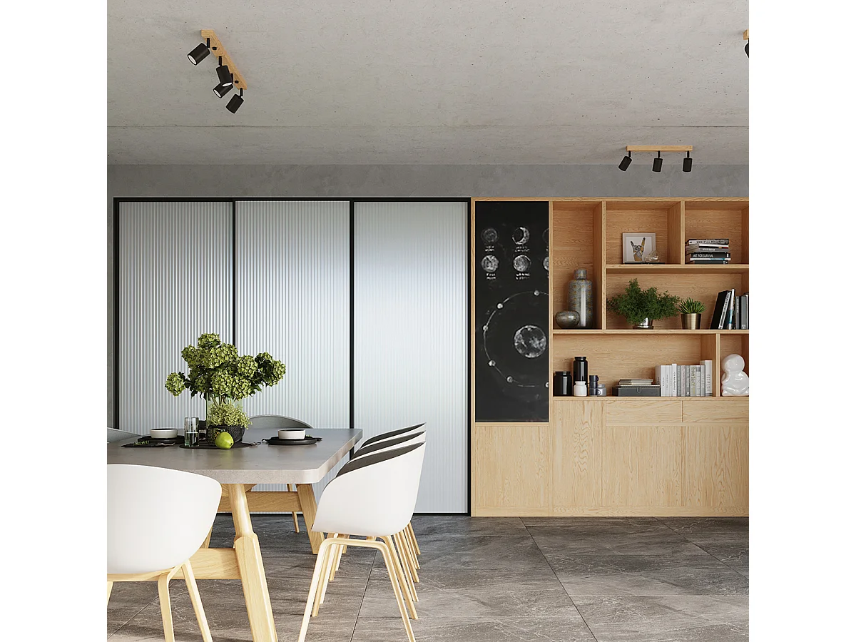 Plafonniers Flare scandinave en acier/bois - 3 sources lumineuses 3000K - L.33 x H.17 cm - bois blanc