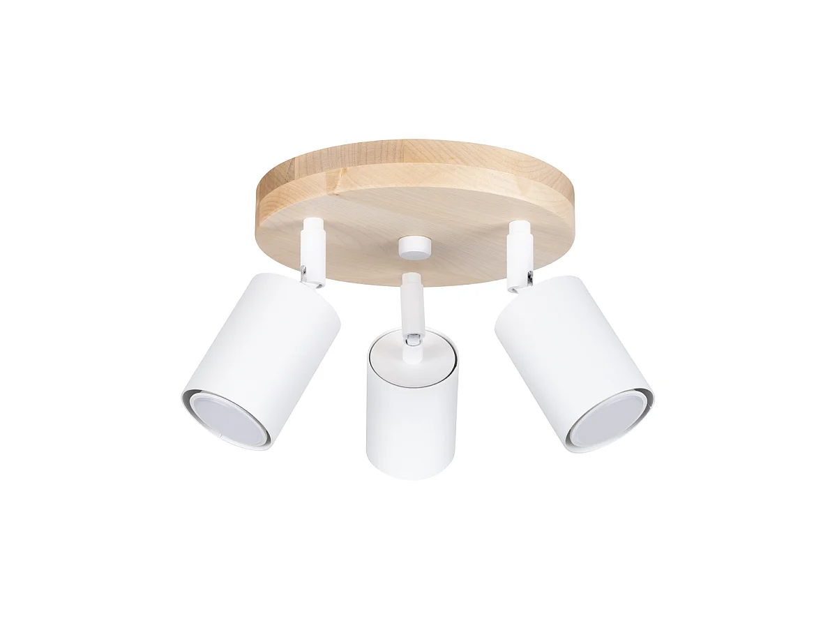 Plafonniers Flare scandinave en acier/bois - 3 sources lumineuses 3000K - L.33 x H.17 cm - bois blanc