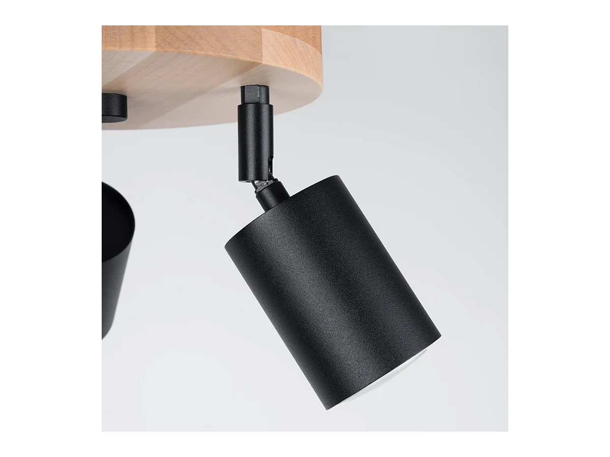 Plafonniers Flare scandinave en acier/bois - 3 sources lumineuses 3000K - L.33 x H.17 cm - bois noir