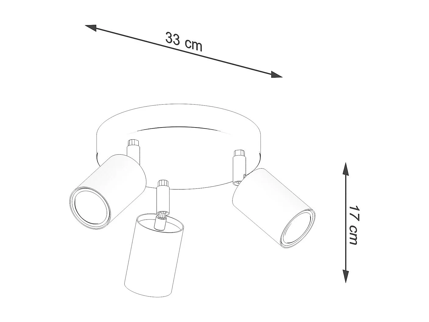 Plafonniers Flare scandinave en acier/bois - 3 sources lumineuses 3000K - L.33 x H.17 cm - bois noir