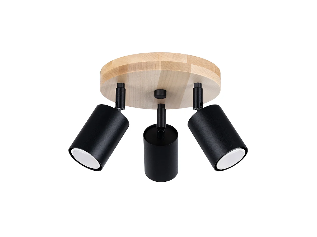 Deckenlampen Flare skandinavisch aus  Stahl/Holz - 3 lichtquellen 3000K - L.33 x H. cm - schwarzes Holz