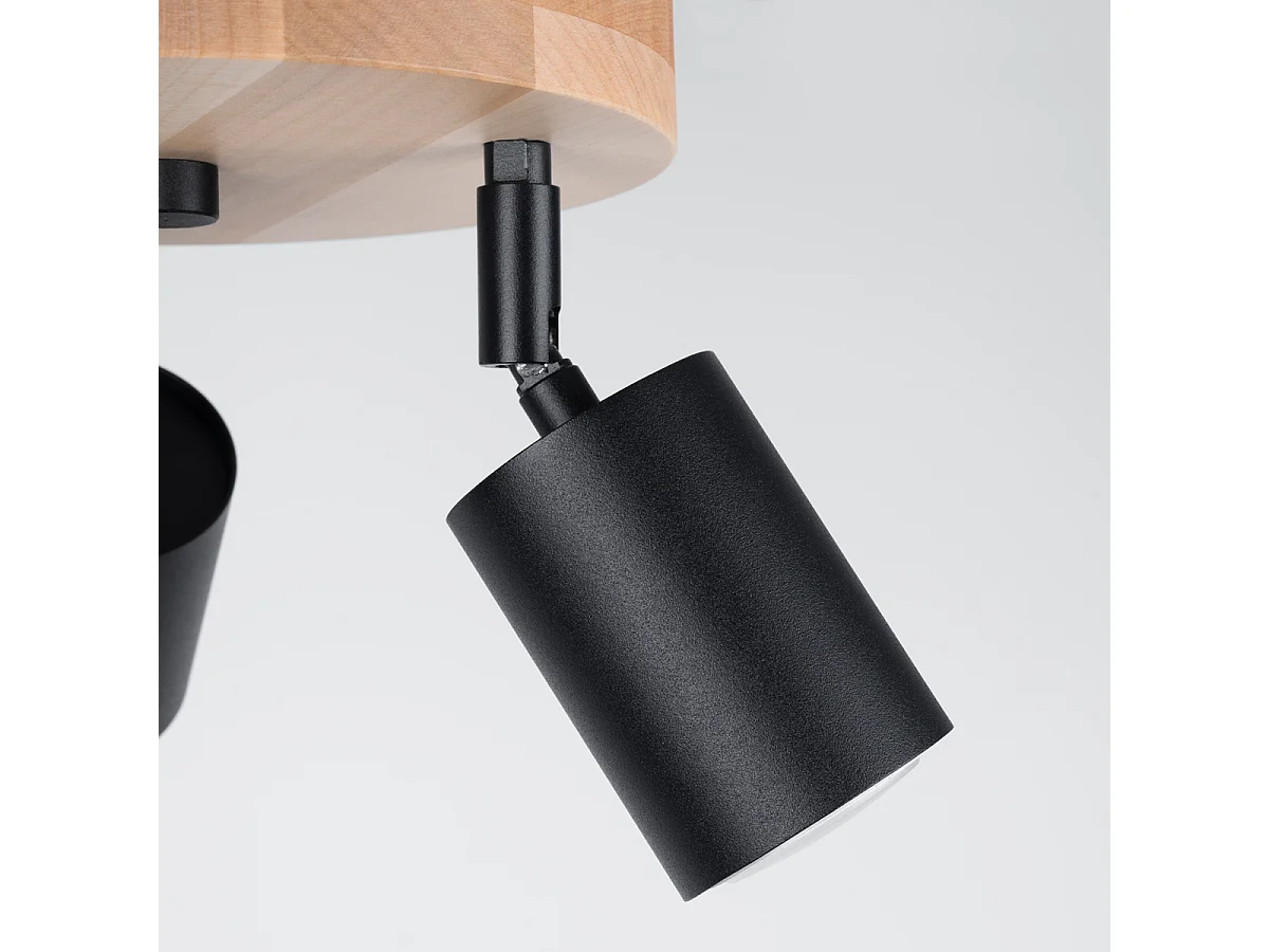 Deckenlampen Flare skandinavisch aus  Stahl/Holz - 3 lichtquellen 3000K - L.33 x H. cm - schwarzes Holz