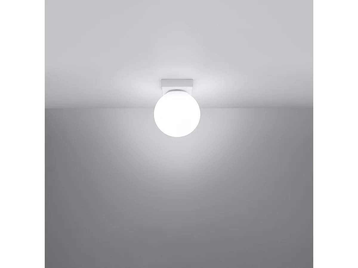 Plafonniers Zynfi moderne en acier/verre - 1 sources lumineuses 3000K - L.12 x H.14,5 cm - blanc