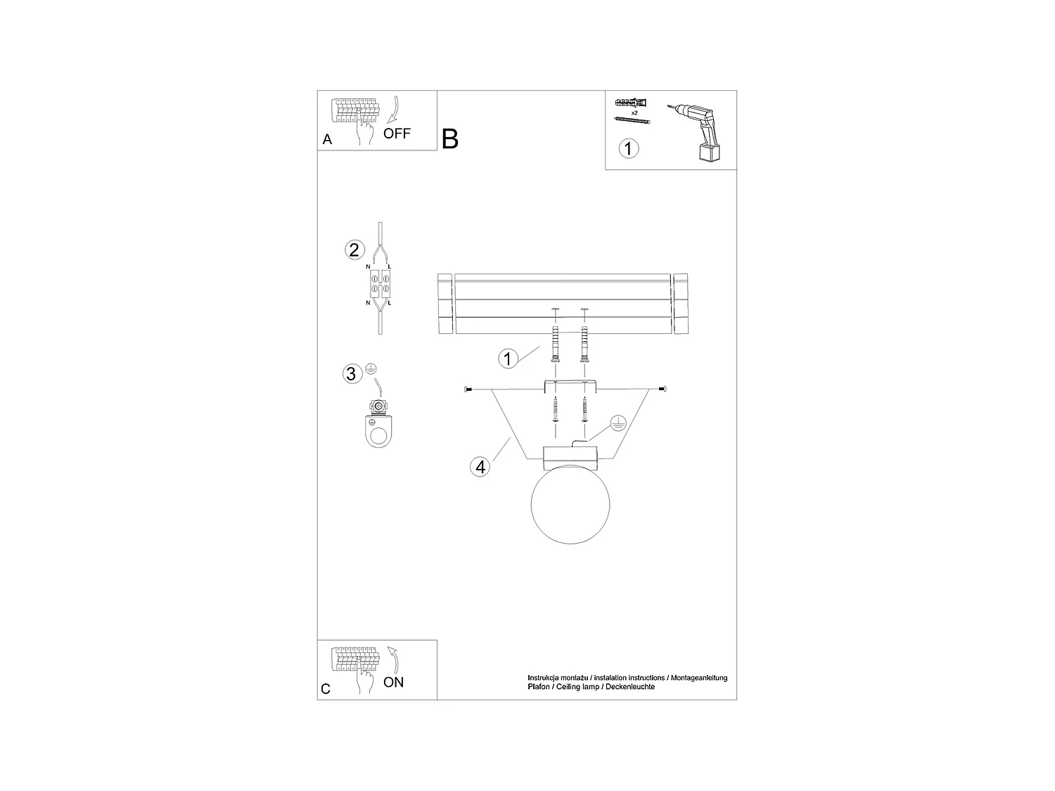 Plafonniers Zynfi moderne en acier/verre - 1 sources lumineuses 3000K - L.12 x H.14,5 cm - blanc