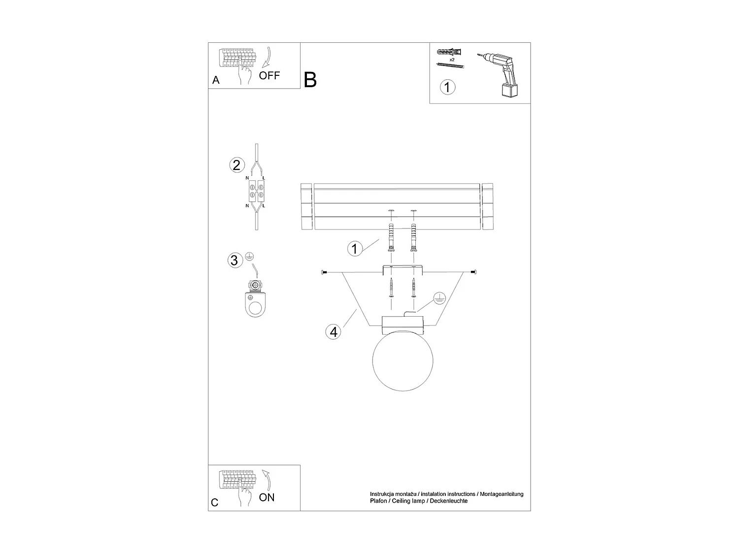 Plafonniers Zynfi moderne en acier/verre - 1 sources lumineuses 3000K - L.12 x H.14,5 cm - blanc