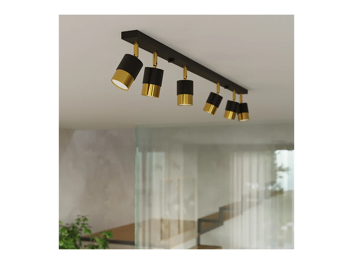 Lámparas de techo Alvor moderno de acero - 3 fuentes luminosas 4000K - L.45 x A.18 cm - oro negro