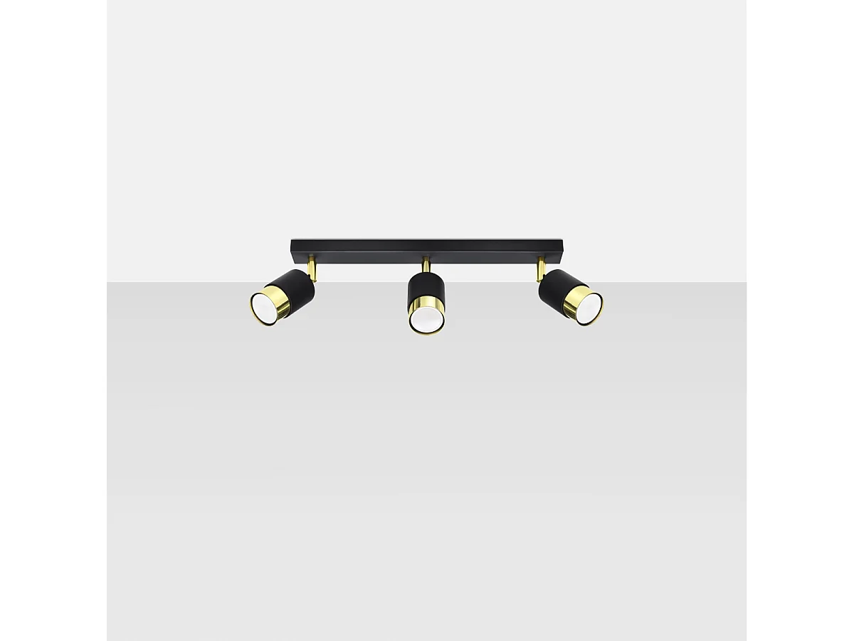 Plafonniers Alvor moderne en acier - 3 sources lumineuses 4000K - L.45 x H.18 cm - or noir