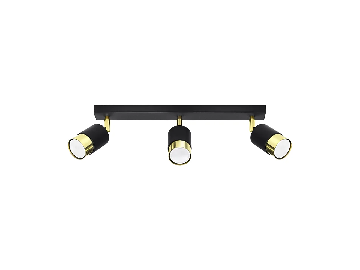 Luminárias de teto Alvor moderno, aço - 3 fontes de luz 4000K - L.45 x H.18 cm - ouro Preto