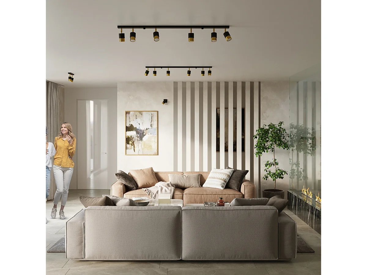 Luminárias de teto Alvor moderno, aço - 3 fontes de luz 4000K - L.45 x H.18 cm - ouro Preto