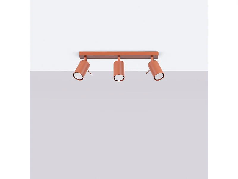 Lampa sufitowa nowoczesny Briix, stal - 3 źródło światła 4000K - L.45 x H.17 cm - ochra czerwona