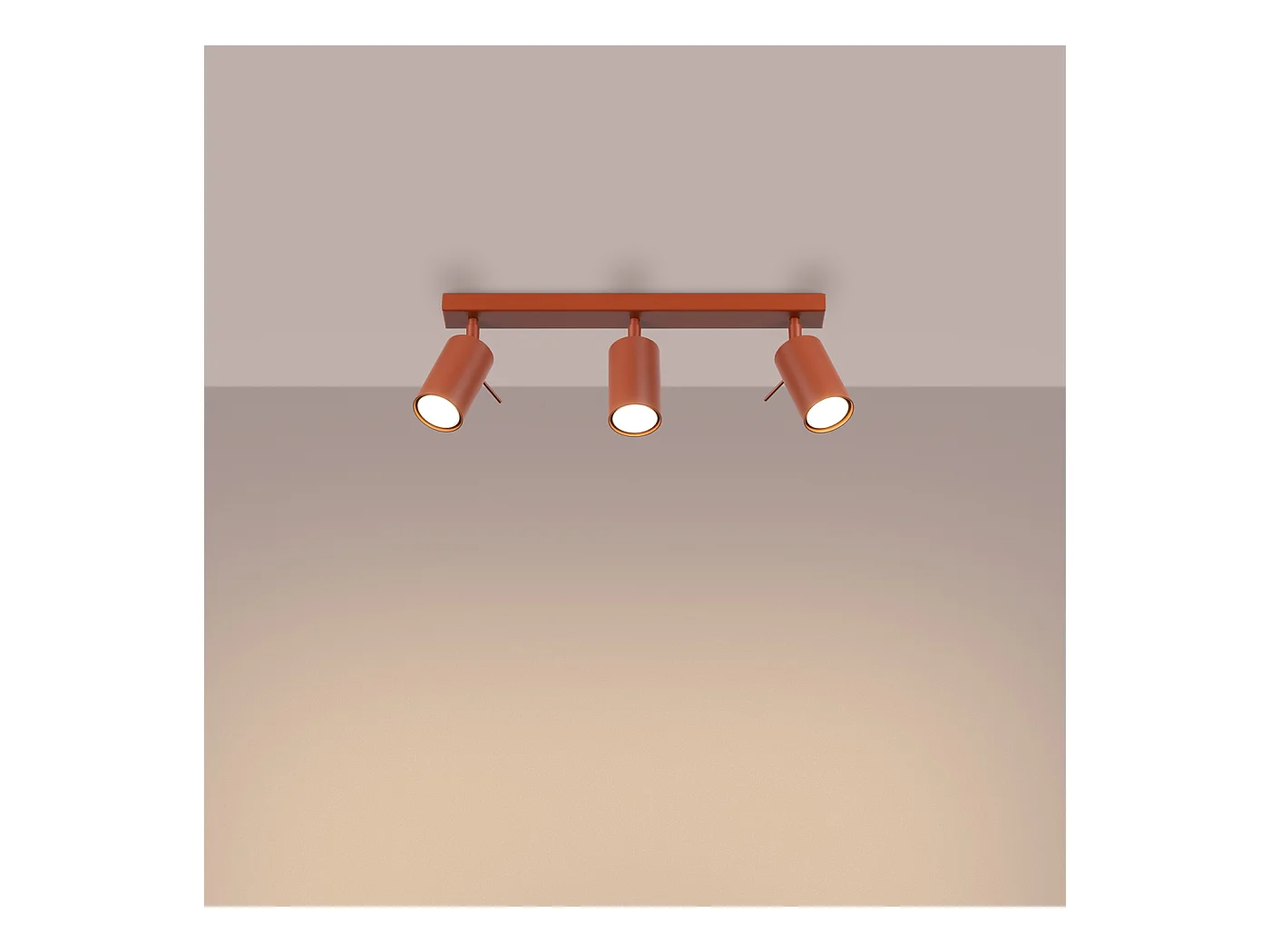 Lampa sufitowa nowoczesny Briix, stal - 3 źródło światła 4000K - L.45 x H.17 cm - ochra czerwona