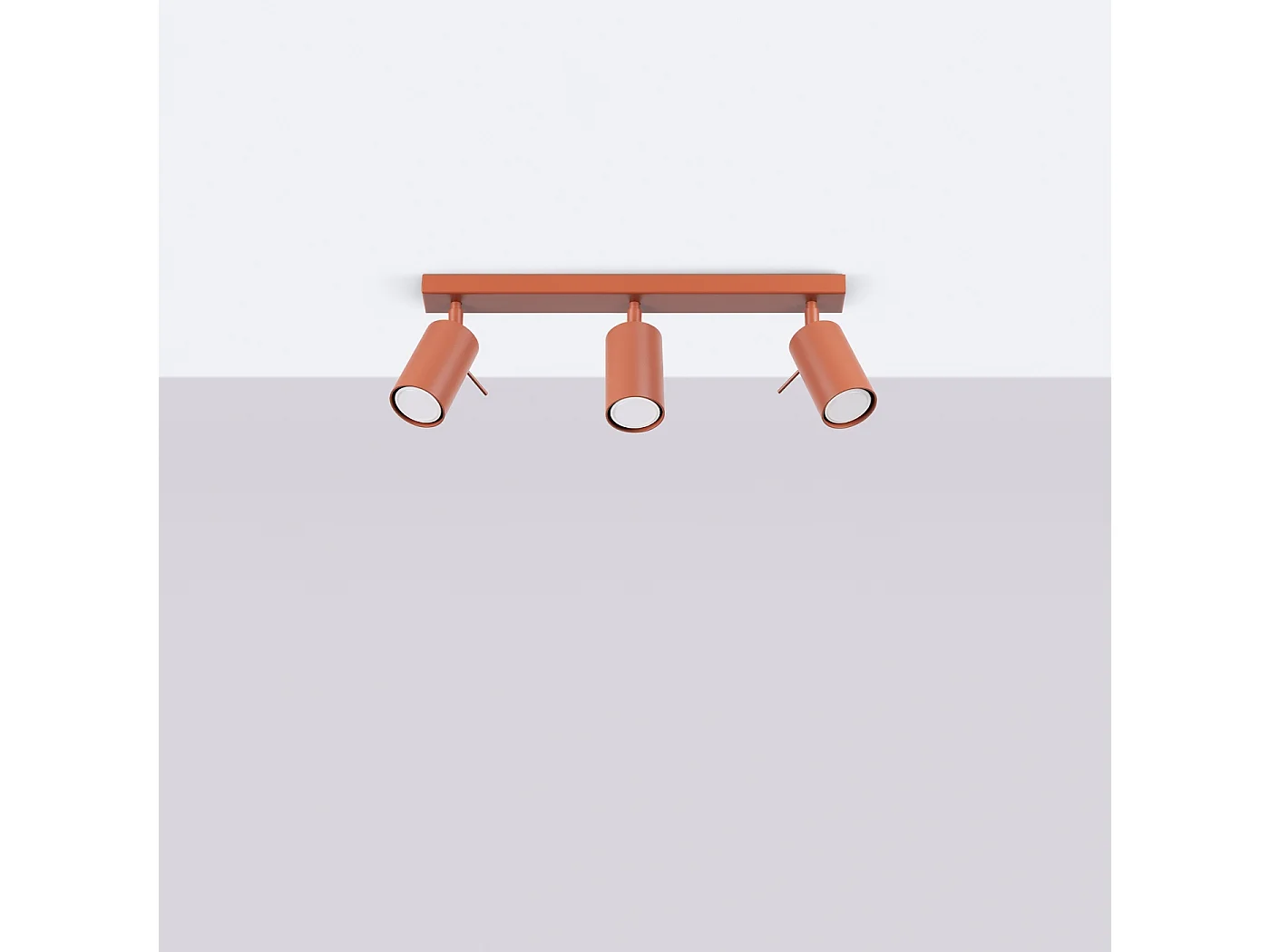 Plafonnier Briix moderne en acier - 3 sources lumineuses 4000K - L.45 x H.17 cm - ocre rouge