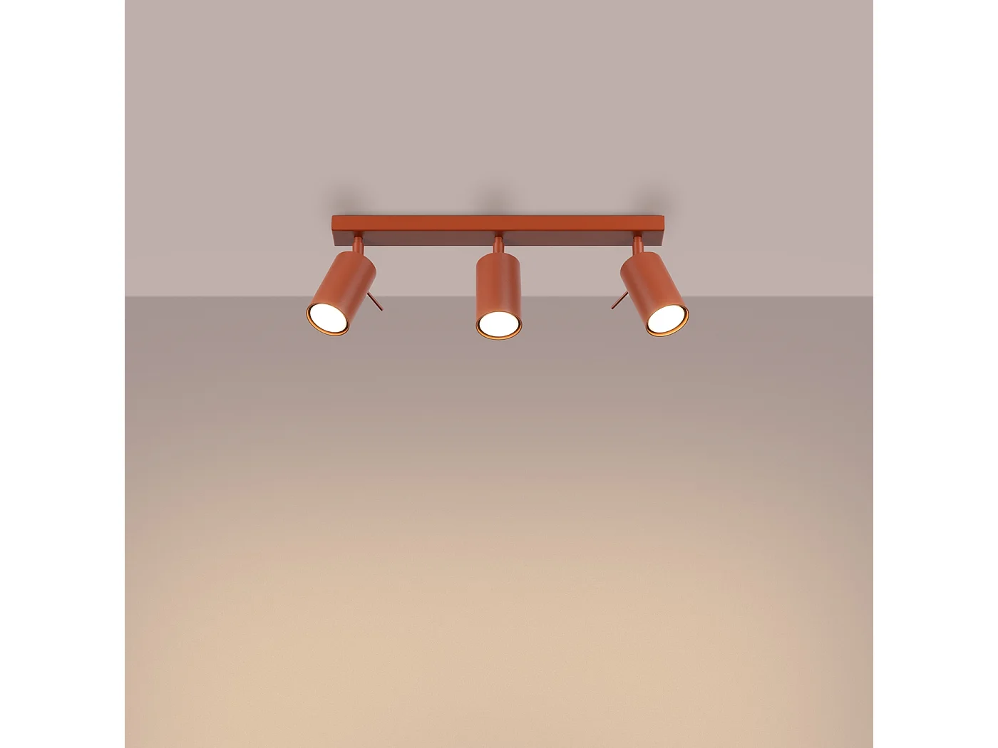 Plafonnier Briix moderne en acier - 3 sources lumineuses 4000K - L.45 x H.17 cm - ocre rouge