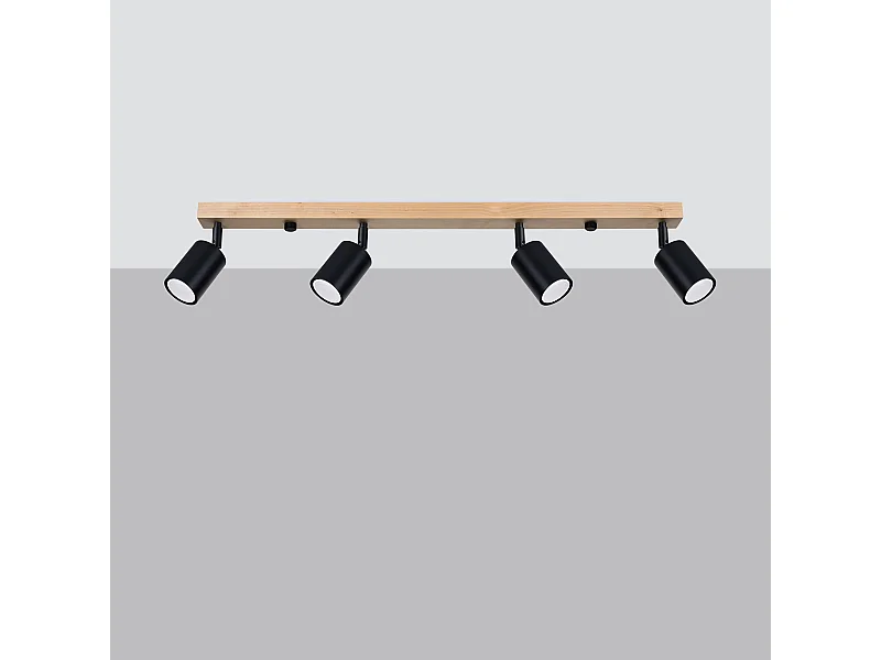 Plafondlampen Flare modern van  - 4 lichtbronnen 4000K - L.96 x H.17,5 cm - zwart hout