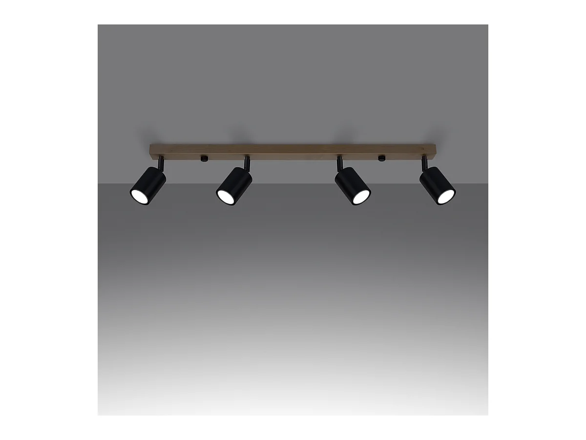 Plafondlampen Flare modern van  - 4 lichtbronnen 4000K - L.96 x H.17,5 cm - zwart hout