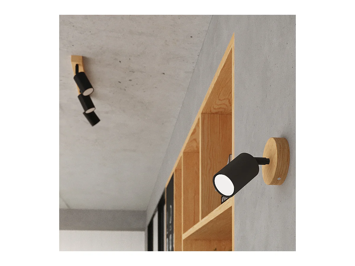 Plafondlampen Flare modern van  - 4 lichtbronnen 4000K - L.96 x H.17,5 cm - zwart hout