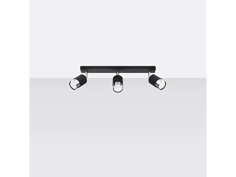 Plafonniers Alvor moderne en acier - 3 sources lumineuses 4000K - L.45 x H.18 cm - noir/chromé