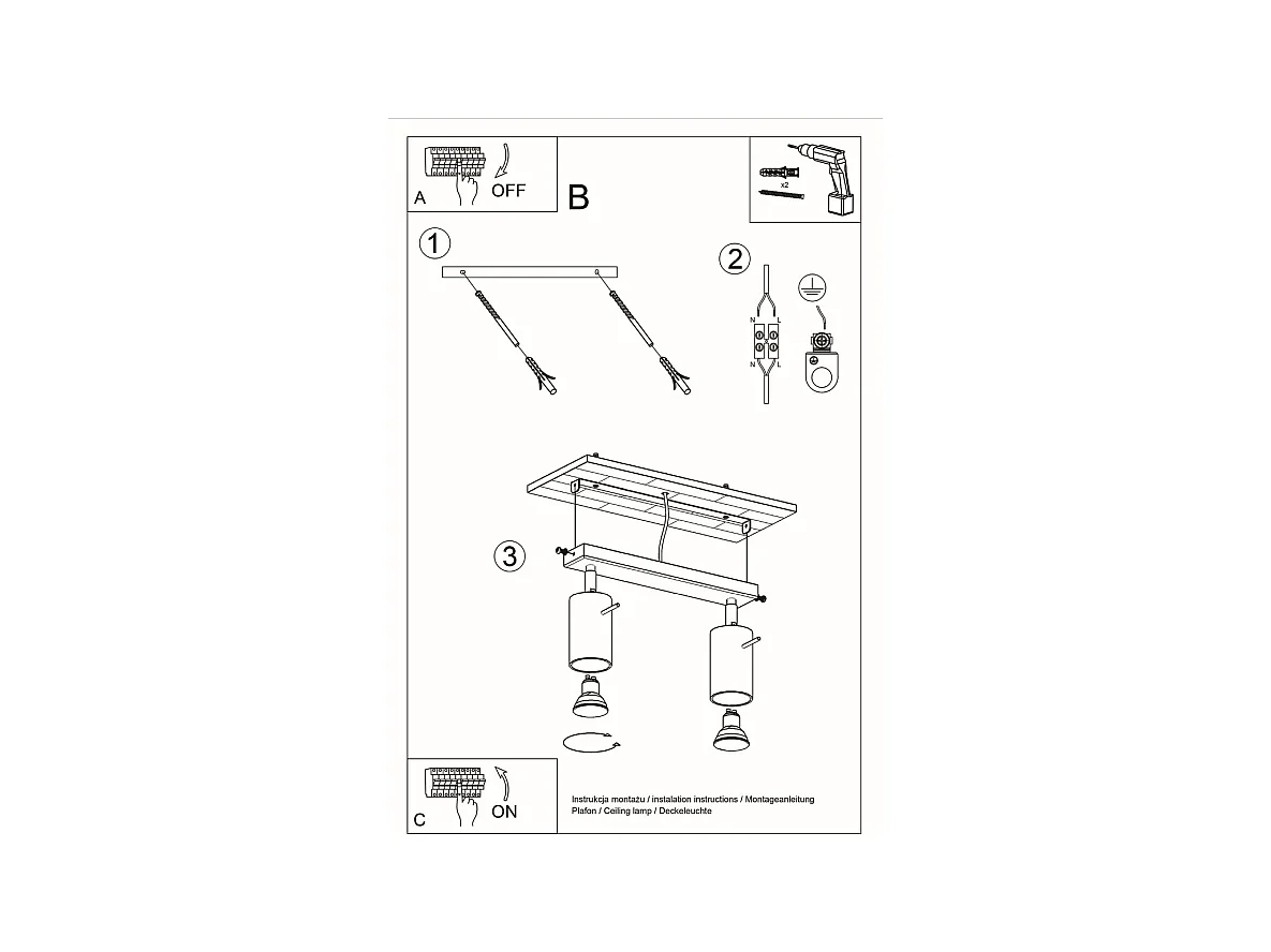 Plafonniers Briix moderne en acier - 2 sources lumineuses 4000K - L.30 x H.16 cm - chrome