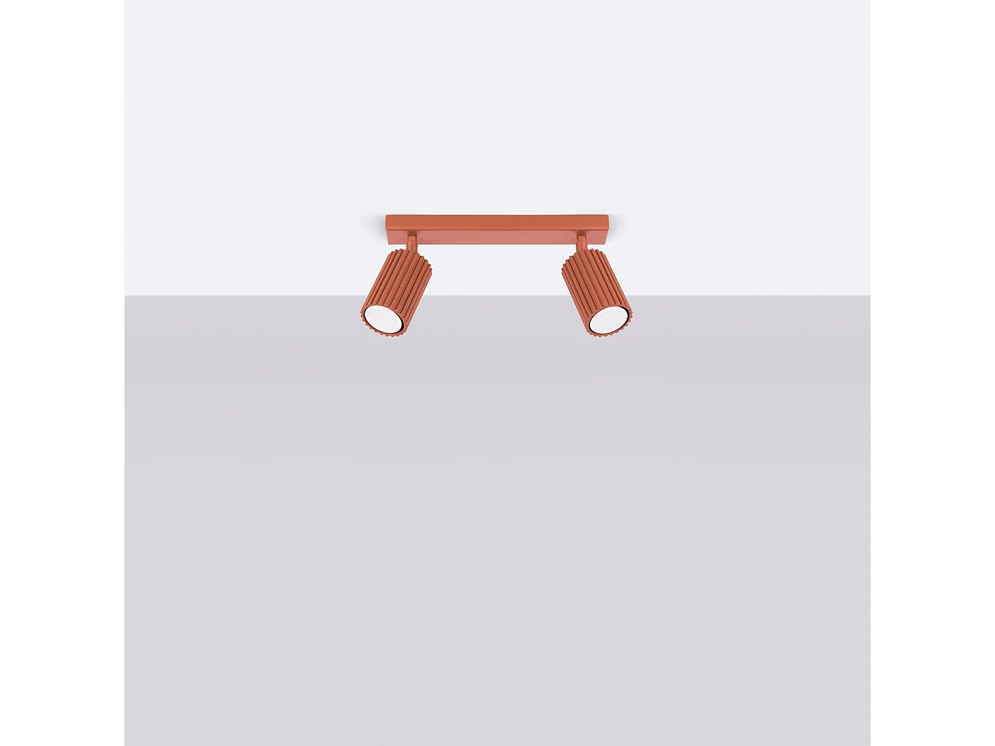 Plafondlamp Gloow minimalistisch van  - 2 lichtbronnen 4000K - L.30 x H.16,5 cm - rode oker