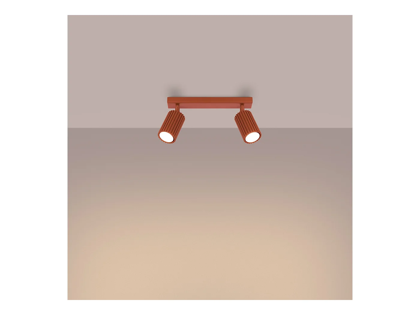 Plafondlamp Gloow minimalistisch van  - 2 lichtbronnen 4000K - L.30 x H.16,5 cm - rode oker