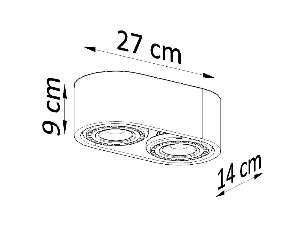 Plafonniers Blaze industriel en béton - 2 sources lumineuses 4000K - L.27 x H.9 cm - gris