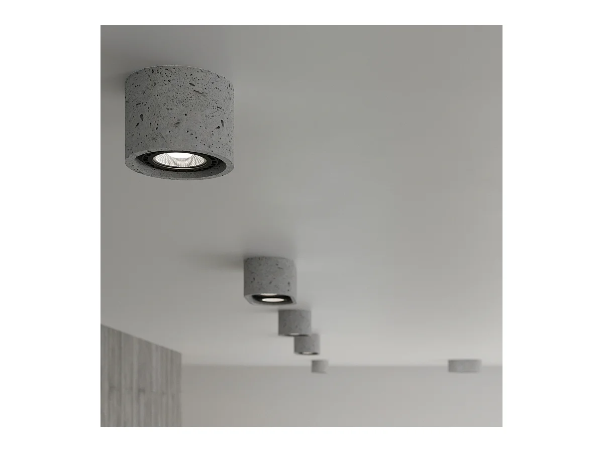 Plafonniers Blaze industriel en béton - 2 sources lumineuses 4000K - L.27 x H.9 cm - gris