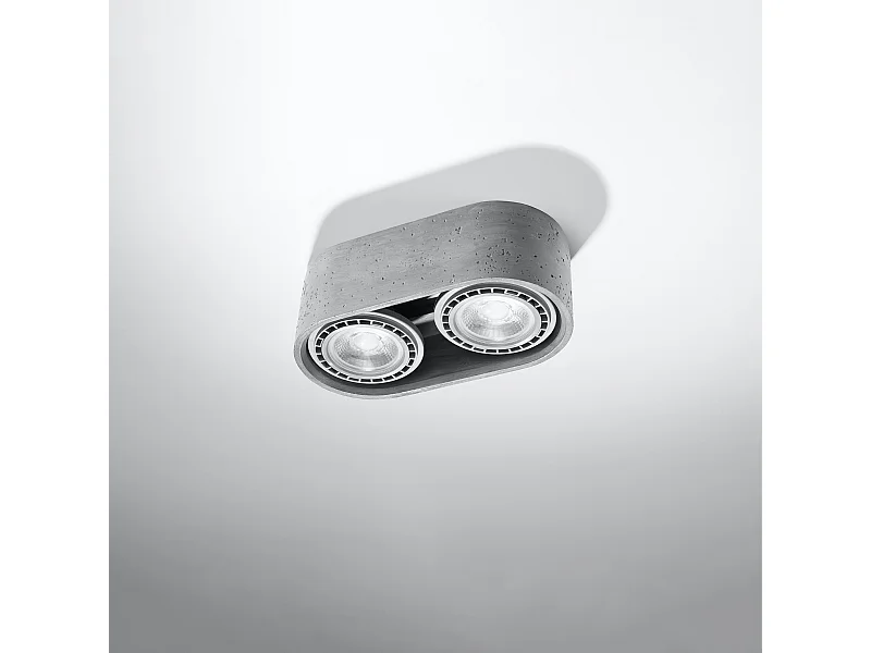 Plafonniers Blaze industriel en béton - 2 sources lumineuses 4000K - L.27 x H.9 cm - gris