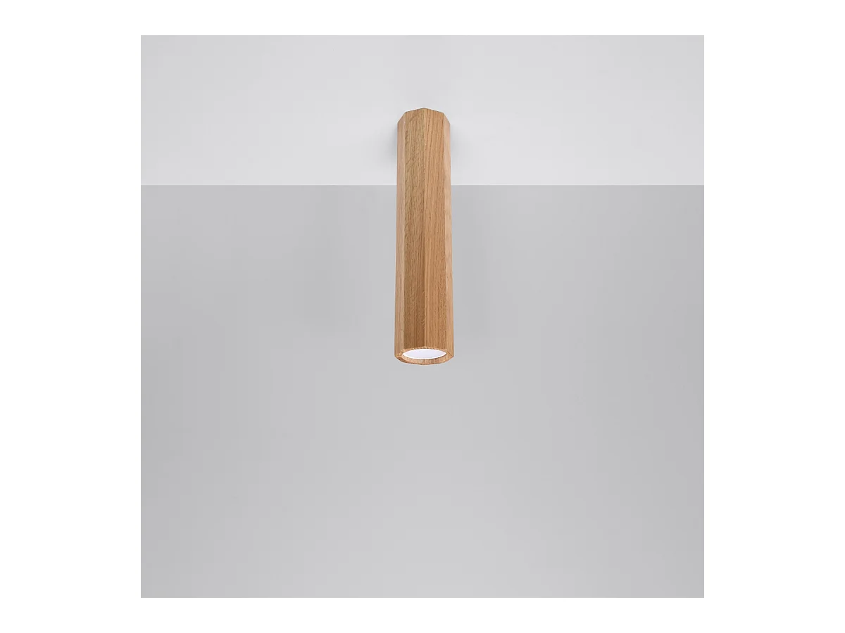Plafony skandynawski Xenor, drewno - 1 źródło światła 4000K - L.6 x H.30 cm - dąb