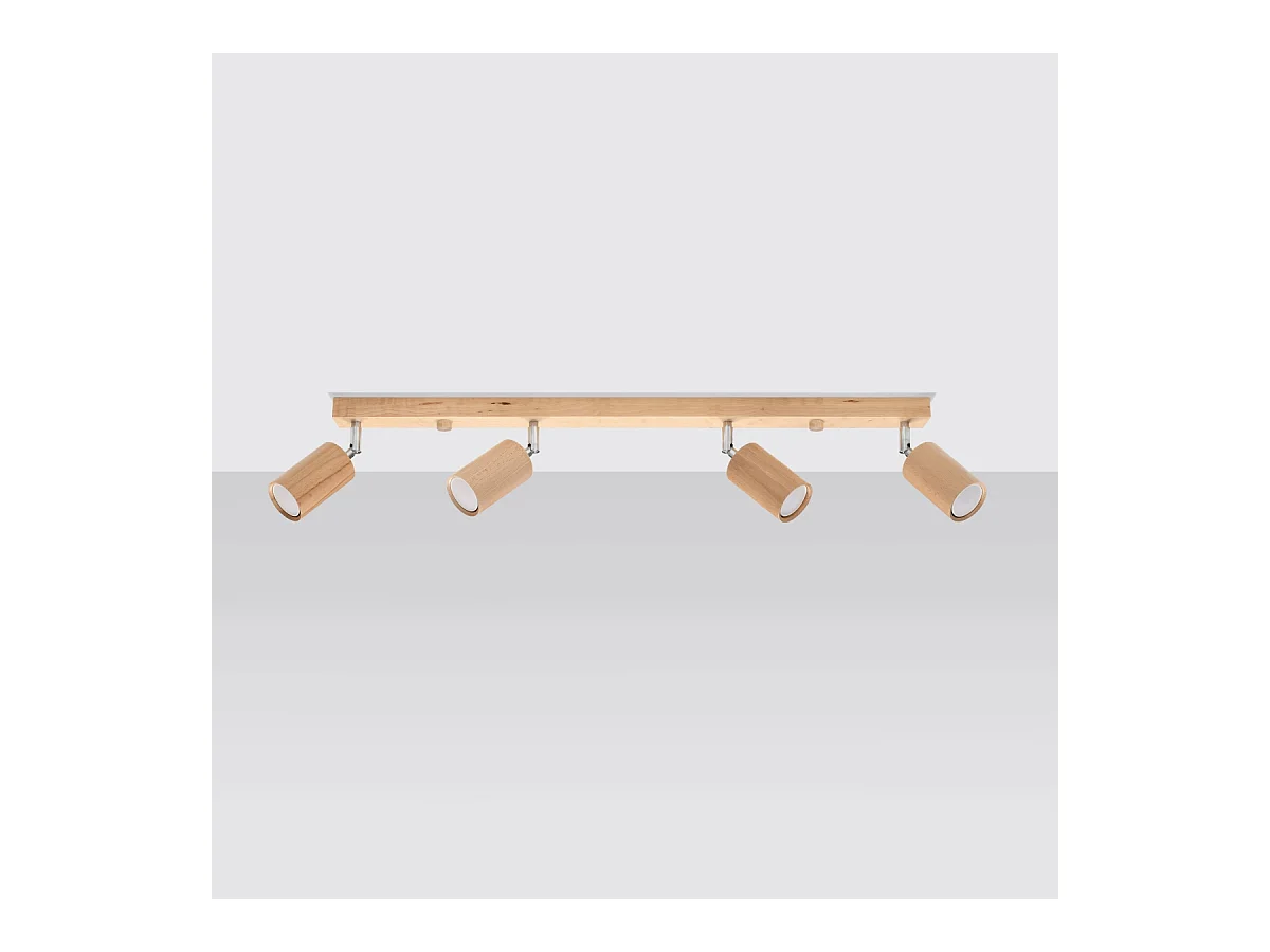 Plafonniers Vorix scandinave en bois - 4 sources lumineuses 3000K - L.80 x H.20 cm - chêne
