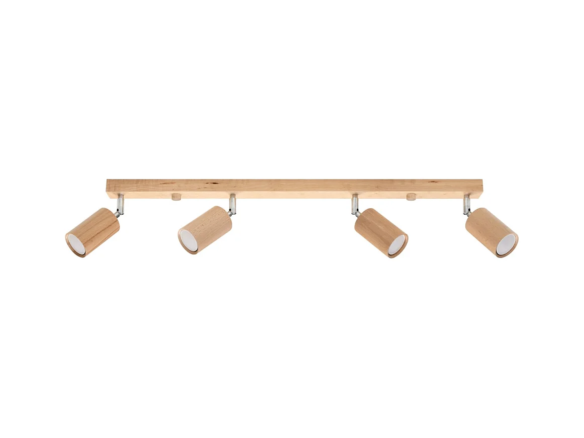 Plafonniers Vorix scandinave en bois - 4 sources lumineuses 3000K - L.80 x H.20 cm - chêne