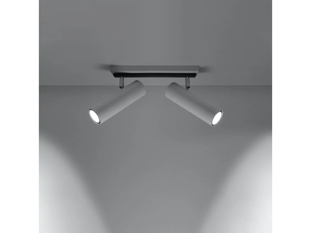 Plafonniers Invicta moderne en acier - 2 sources lumineuses 4000K - L.30 x H.20 cm - blanc