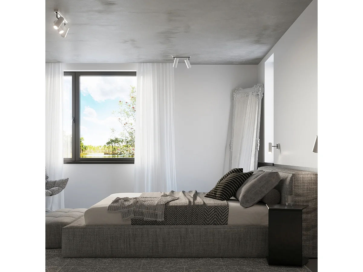 Plafonniers Invicta moderne en acier - 2 sources lumineuses 4000K - L.30 x H.20 cm - blanc