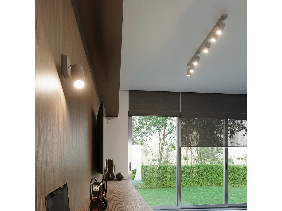 Luminárias de teto Briix moderno, aço - 2 fontes de luz 3000K - L.30 x H.16 cm - cinza