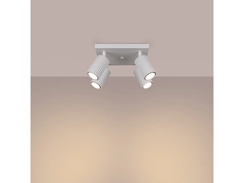 Plafonnier Gloow minimaliste en aluminium - 4 sources lumineuses 3000K - L.25 x H.16,5 cm - blanc