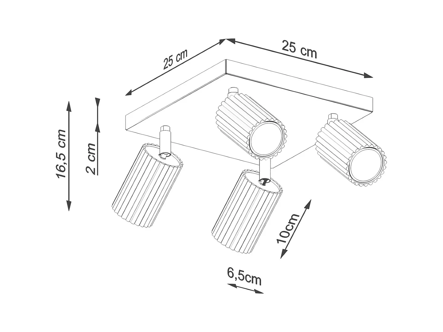 Plafondlamp Gloow minimalistisch van  - 4 lichtbronnen 3000K - L.25 x H.16,5 cm - wit