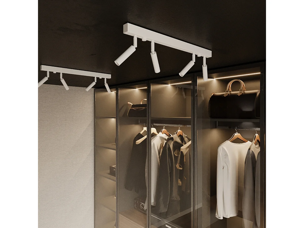 Plafonniers Astix moderne en aluminium - 6 sources lumineuses 4000K - L.100 x H.20 cm - blanc