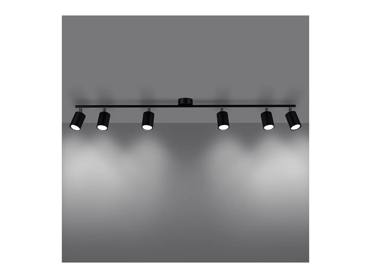 Plafondlampen Torim modern van  - 6 lichtbronnen 3000K - L.135 x H.20 cm - zwart