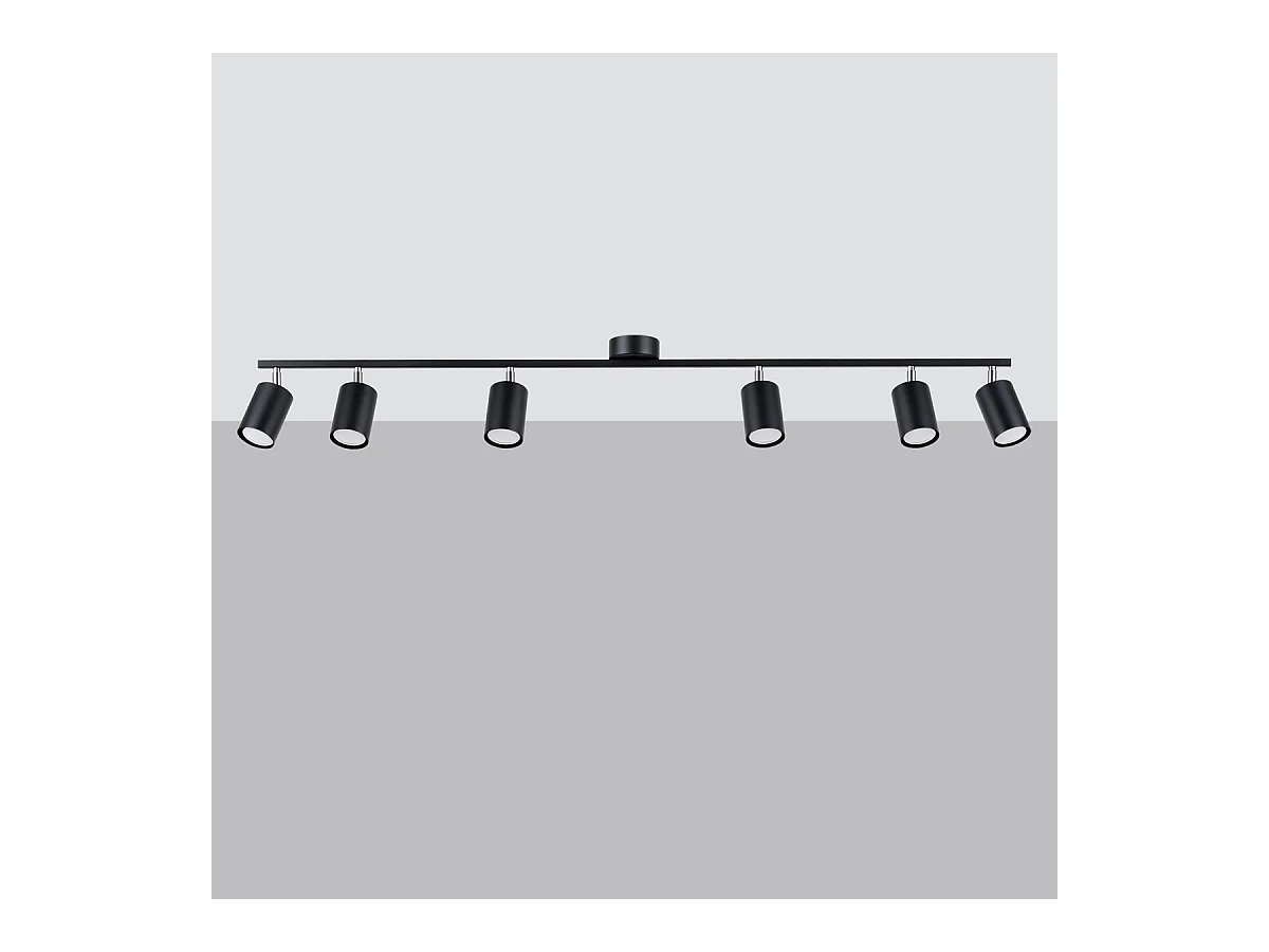 Plafondlampen Torim modern van  - 6 lichtbronnen 3000K - L.135 x H.20 cm - zwart