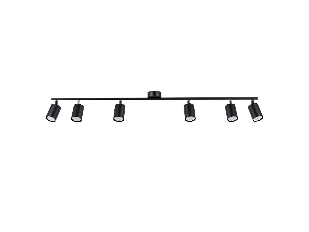 Luminárias de teto Torim moderno, aço - 6 fontes de luz 3000K - L.135 x H.20 cm - preto